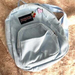 JanSport light blue corduroy mini backpack  🎒